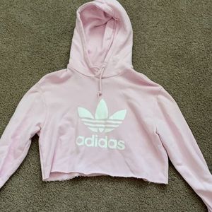 cropped pink adidas hoodie